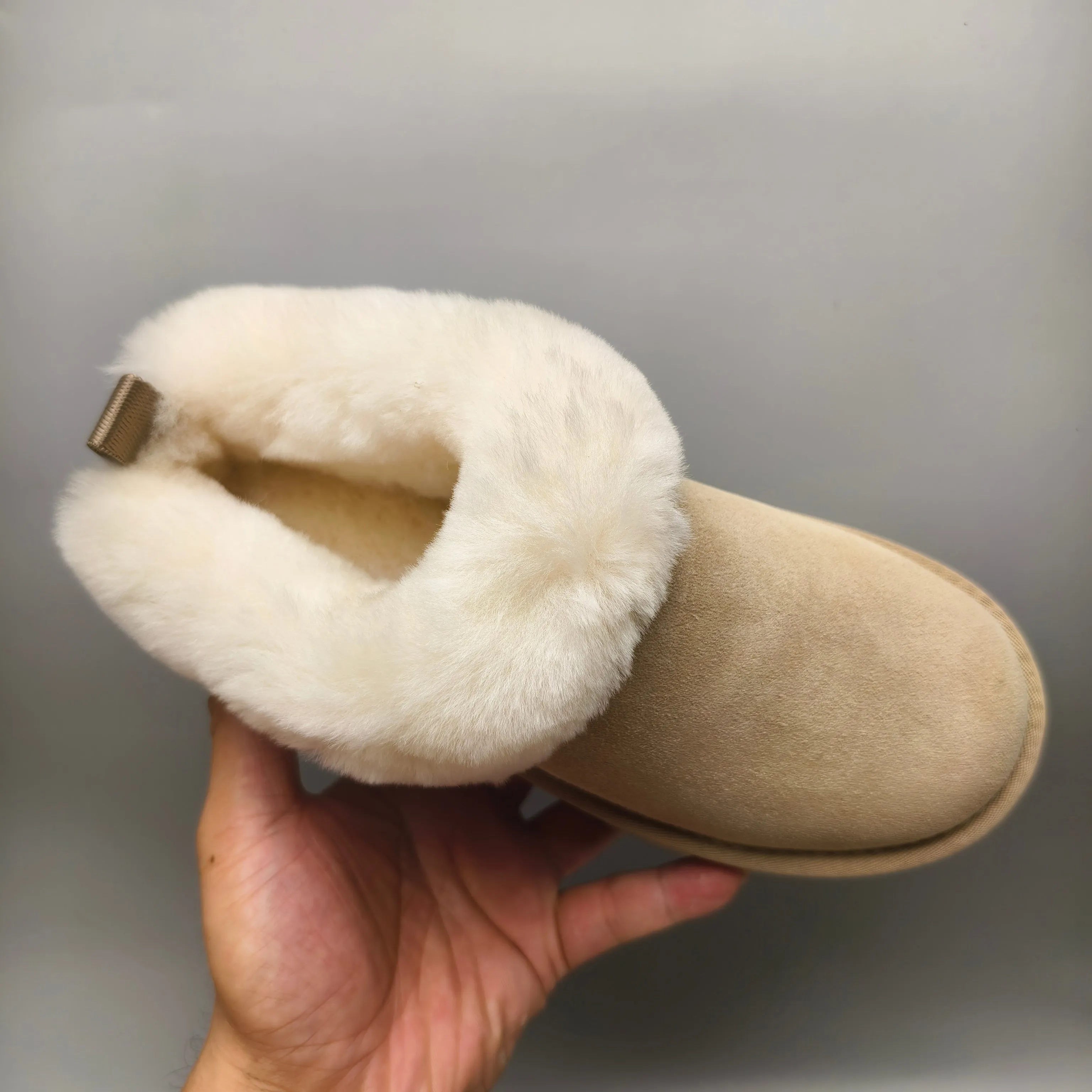 💰520 UGG sheepskin all-in-one snow boots 1393 Thick-soled suede style slip-on slip-on shoes Color: maroon green sand matching size: 35-40